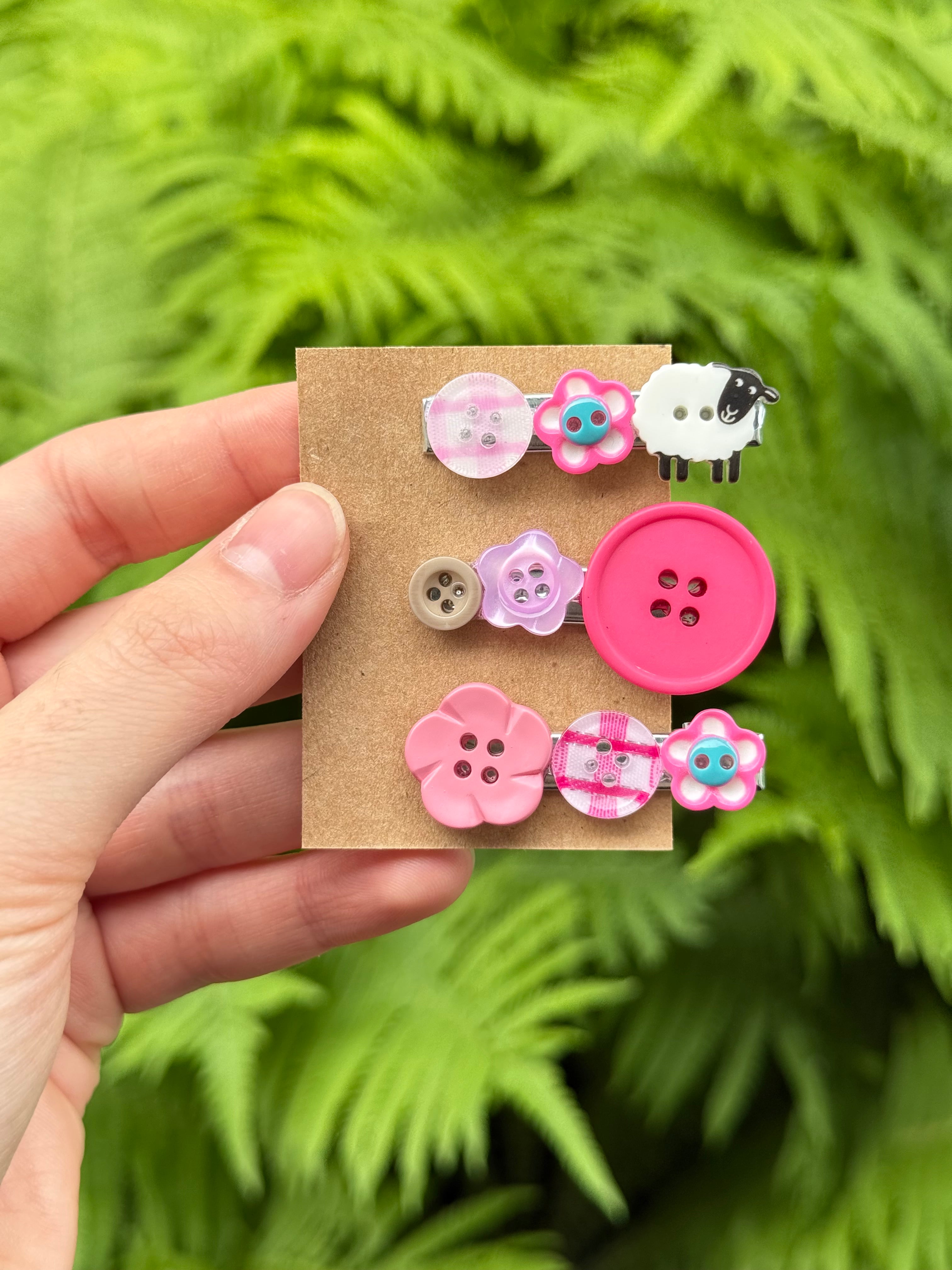 button hairclips - set 7