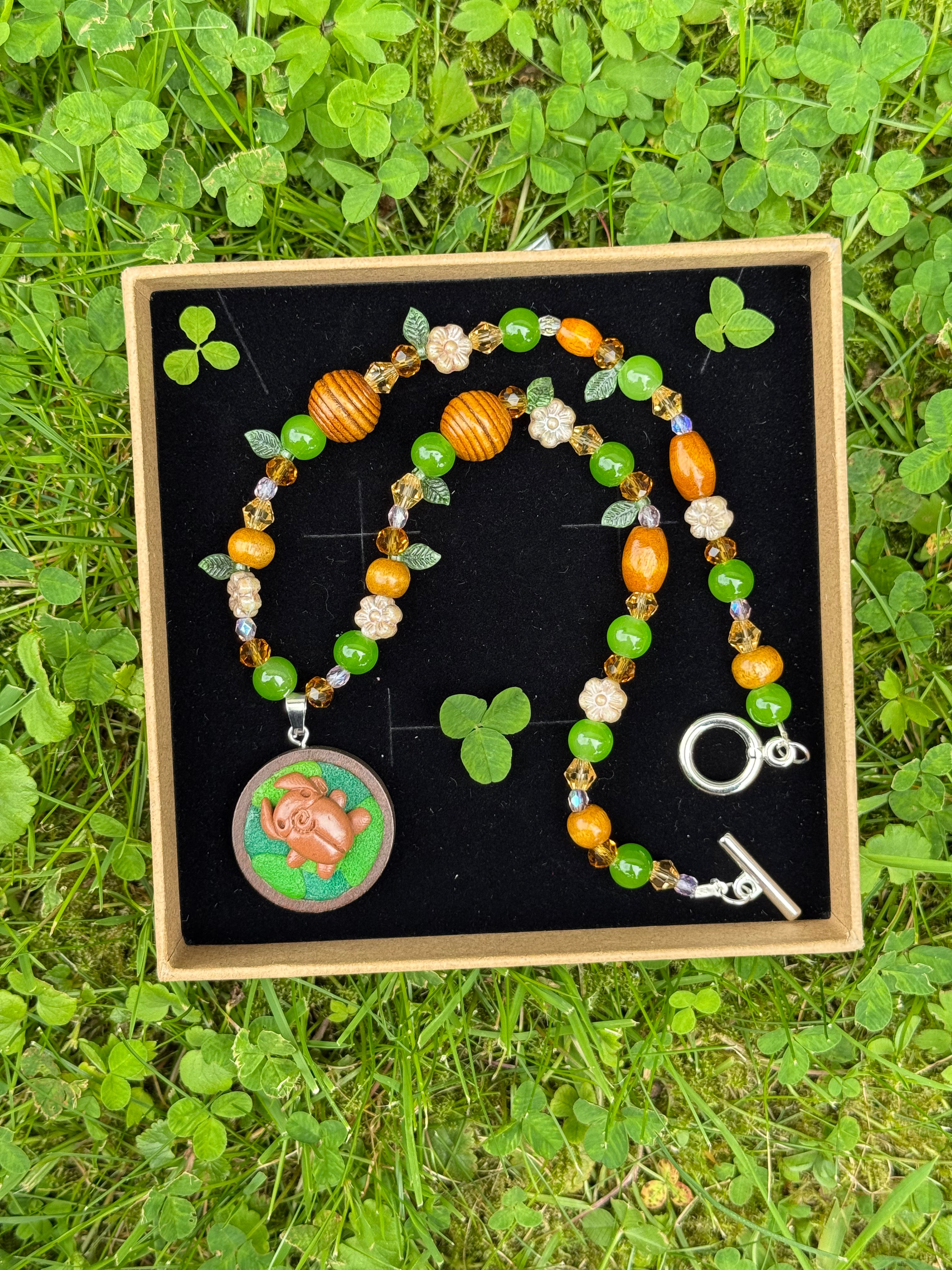 spring flower bug necklace