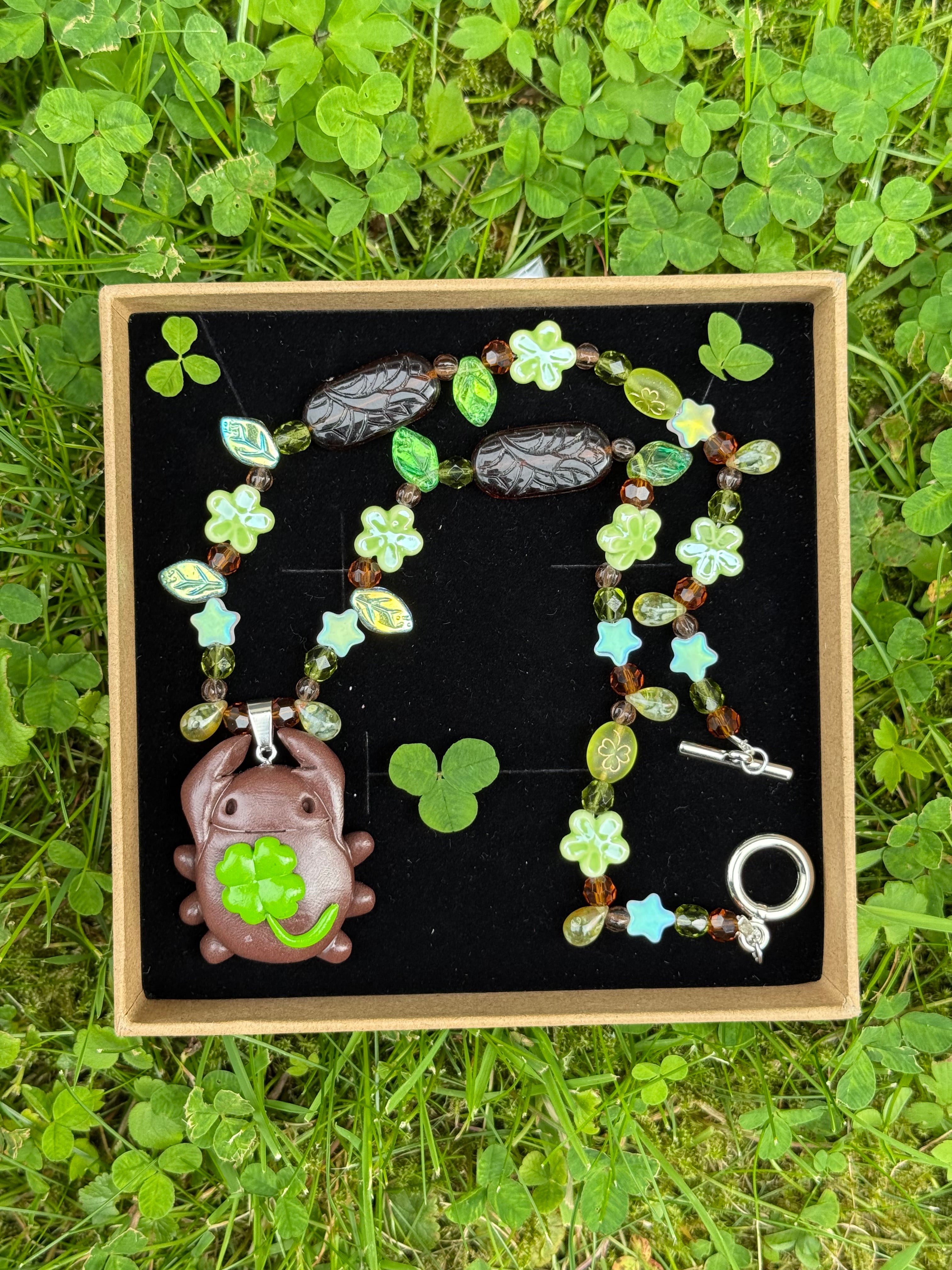 fairy garden bug necklace