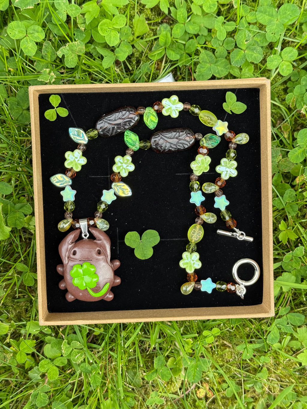 fairy garden bug necklace