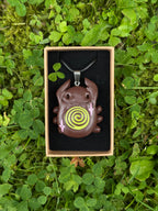green spiral bug - charm necklace