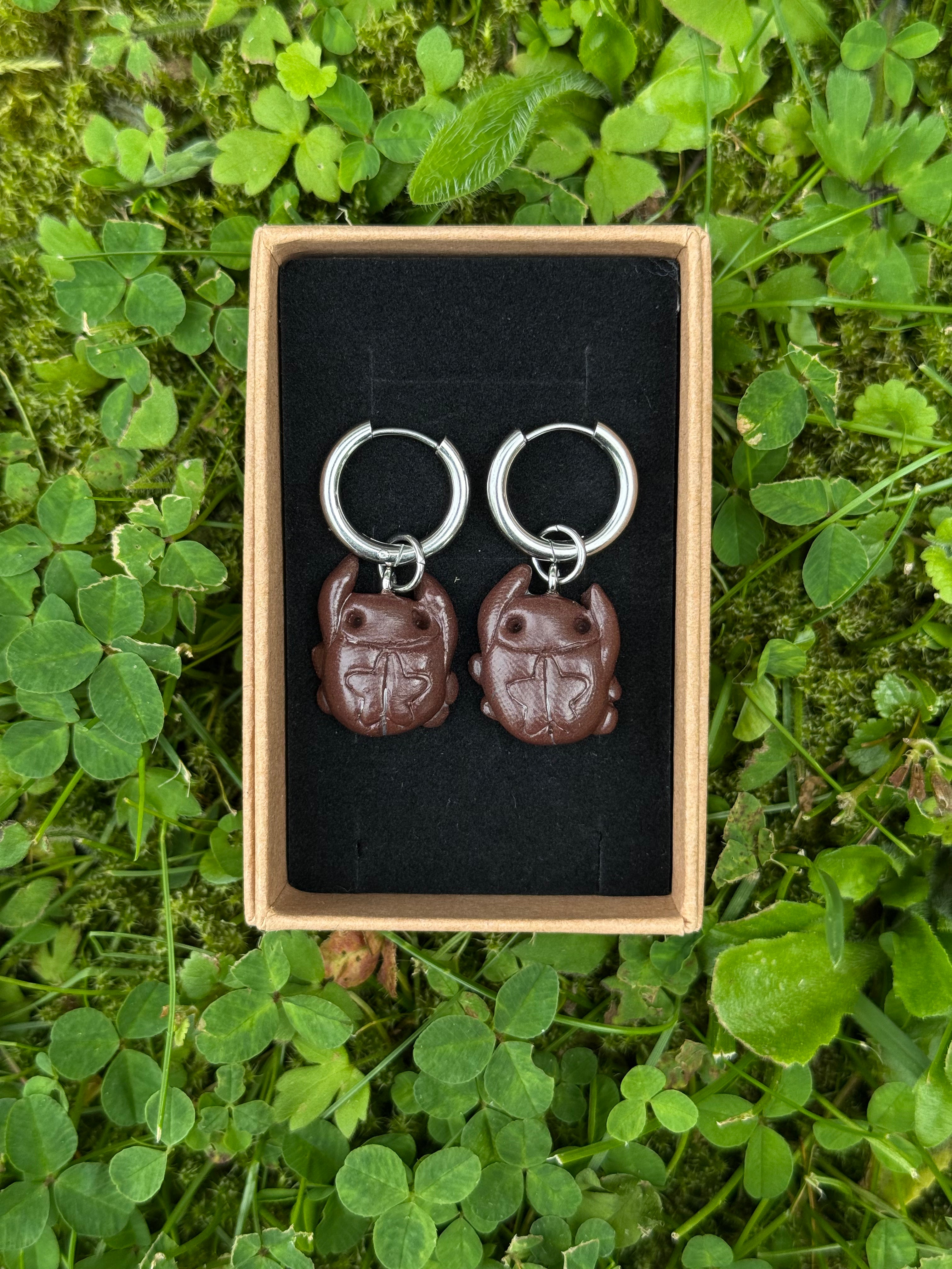 spiral bug earrings - brown