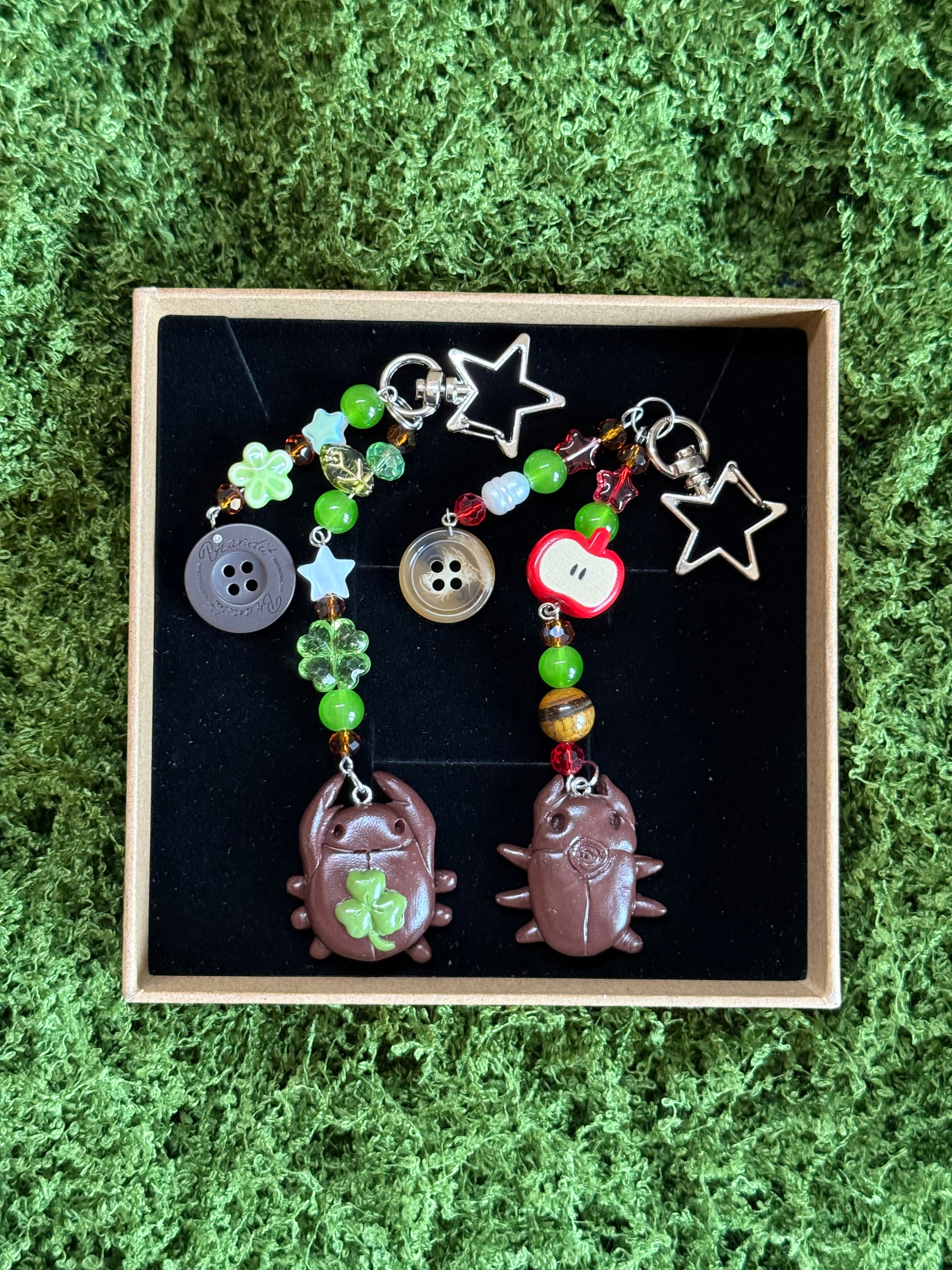 spiral bug button keychains