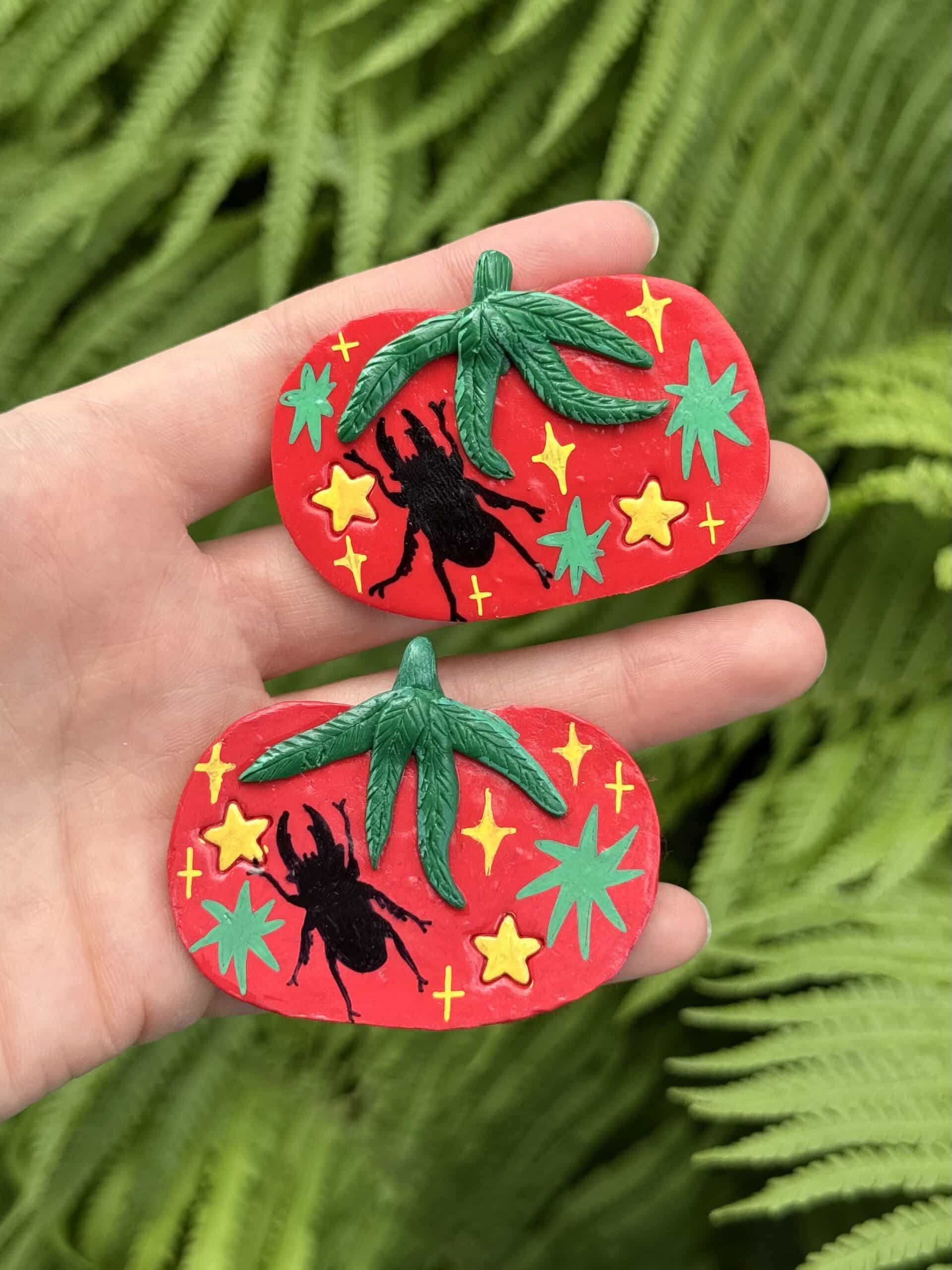 stag beetle tomato hair clips