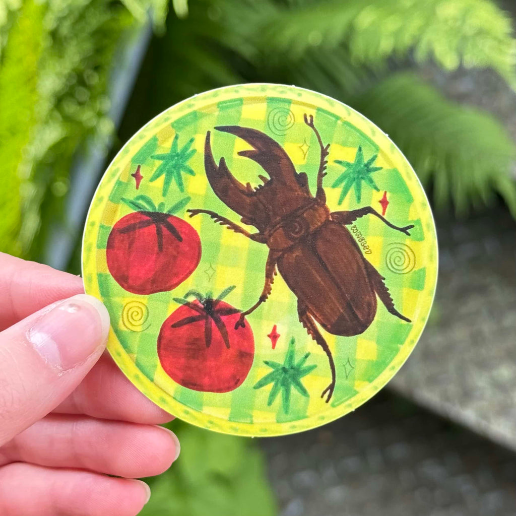 round stag beetle tomato sticker