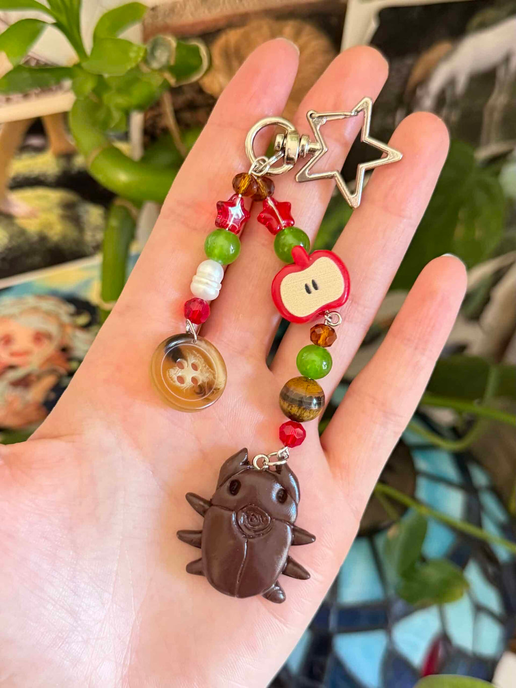 spiral bug button keychains