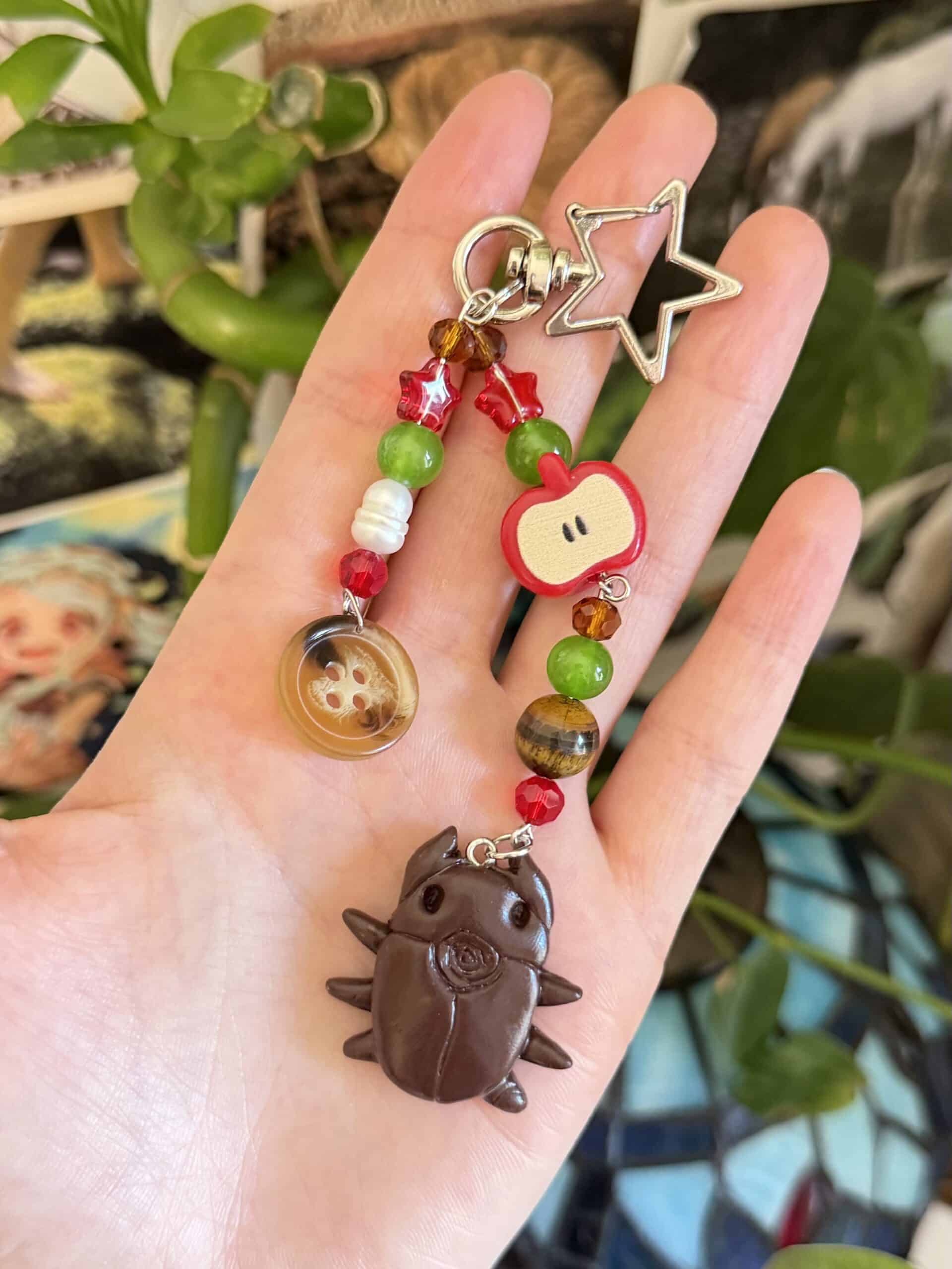 spiral bug button keychains