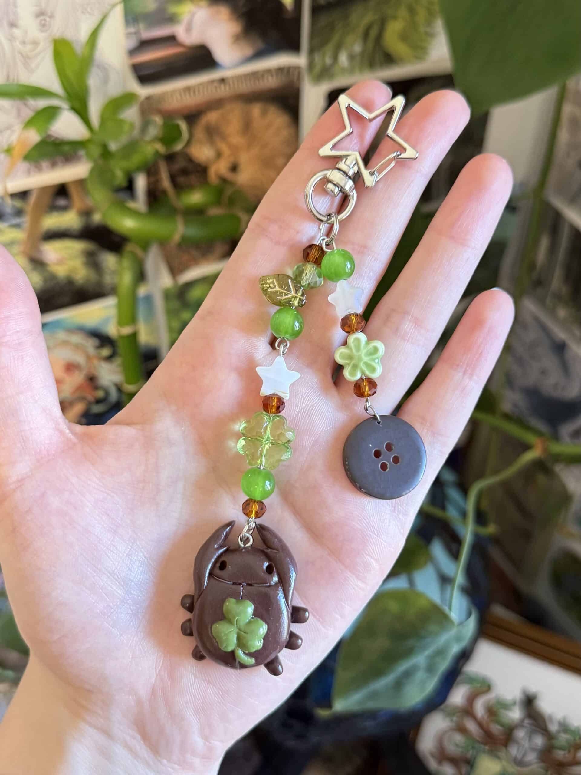 spiral bug button keychains