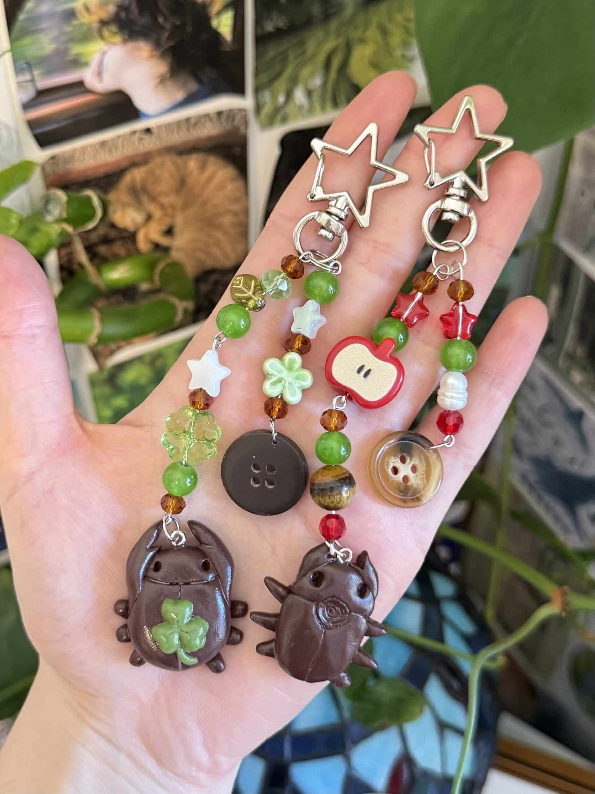 spiral bug button keychains