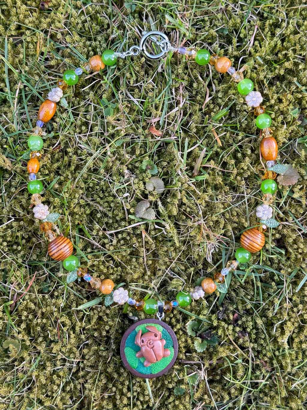 spring flower bug necklace