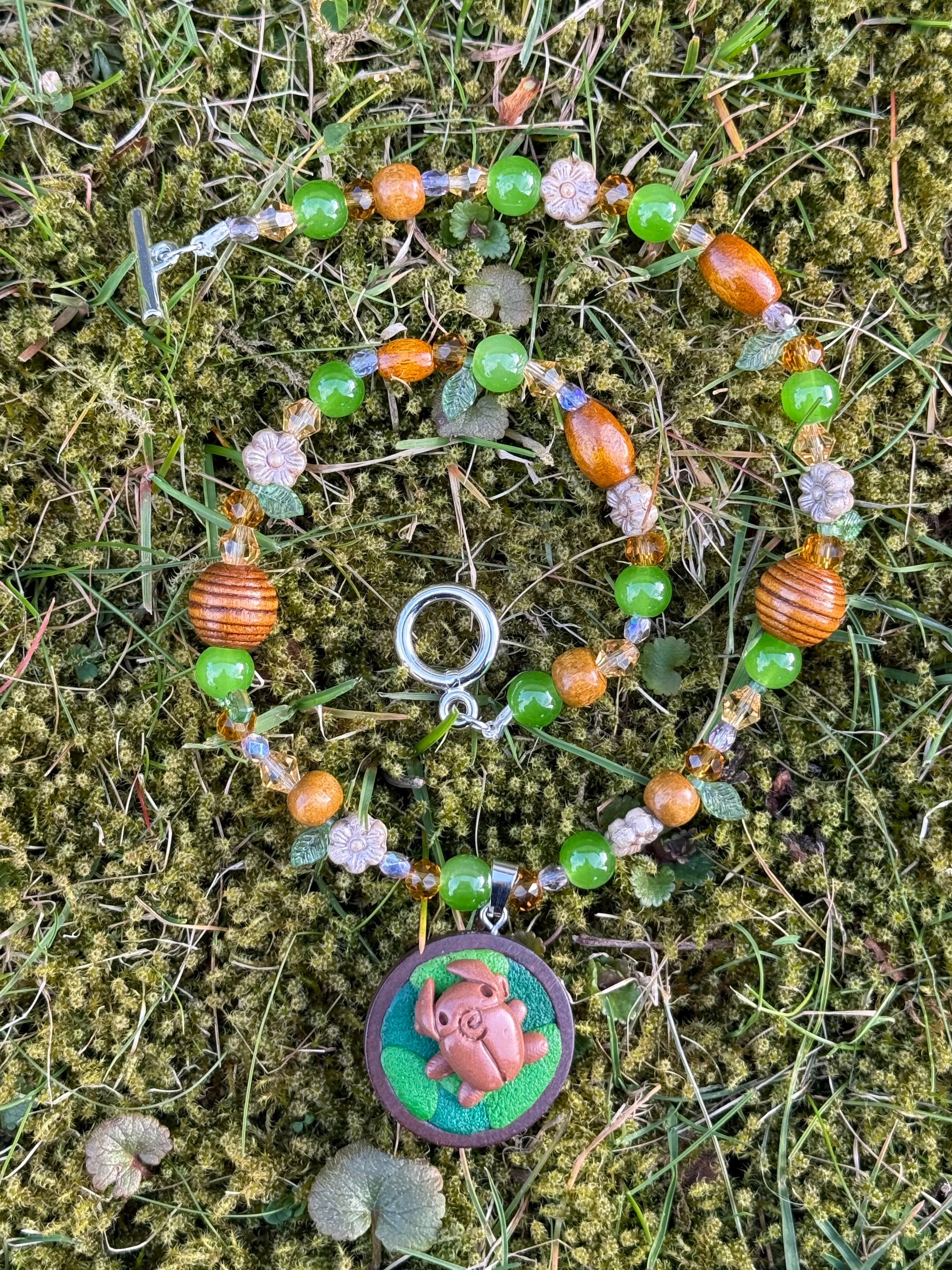 spring flower bug necklace