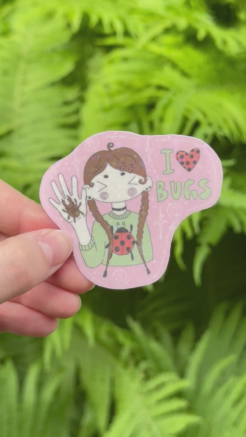 "I love bugs" sticker