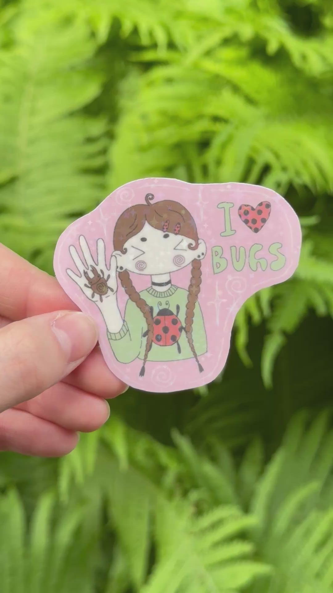 "I love bugs" sticker