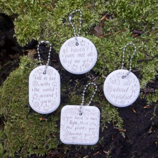 positive message keychains