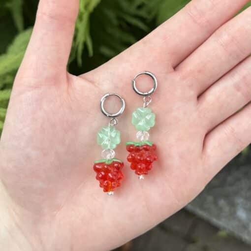 raspberry clover earrings
