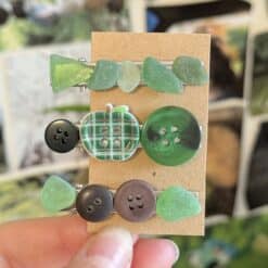button hair clips set - forest