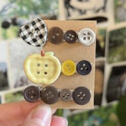 button hair clips set - yellow apple