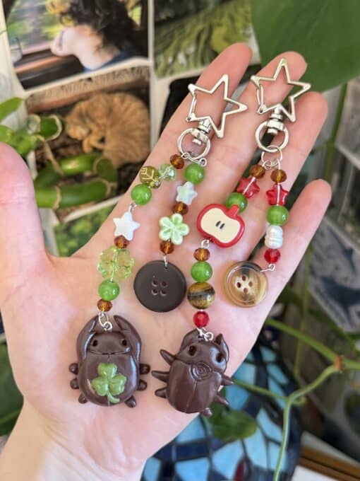 spiral bug button keychains