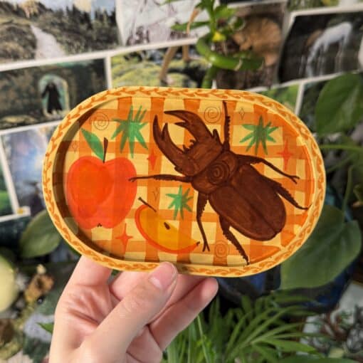 stag beetle trinket dish - apple