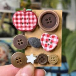 button hair clips set - red apple