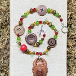 autumn bug button necklace